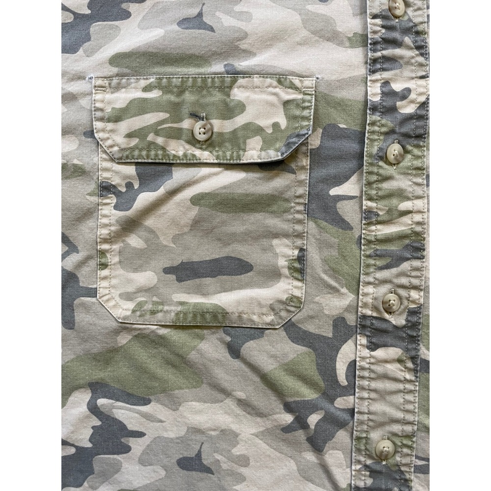 90s Vintage LL Bean Mens Large Button Down Shirt Green Camo Traditional - Picture 7 of 13